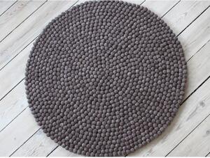 Orechovohnedý guľôčkový vlnený koberec Wooldot Ball Rugs, ⌀ 140 cm