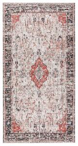 Koberec červená a béžová bavlna polyester 80 x 150 cm orientálny vzor vintage bytové doplnky