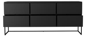 Čierny príborník s kovovými nohami v čiernej farbe se 6 zásuvkami Tenzo Lipp