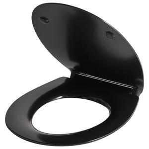 WC doska s pomalým sklápaním čierna duroplast lesklý povrch 45 x 38 cm ľahko odnímateľná kúpeľňové doplnky tradičný štýl kúpeľňa toaleta