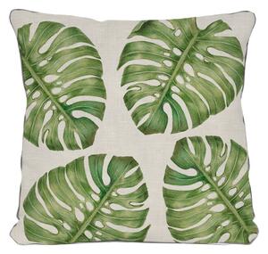 Béžový vankúš s motívom listu monstery Really Nice Things Monstera, 45 x 45 cm