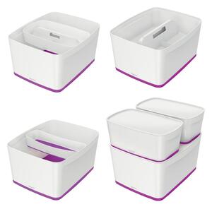 Bielo-fialový plastový úložný box s vekom MyBox - Leitz