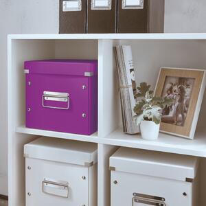 Fialový kartónový úložný box s vekom Click&Store - Leitz