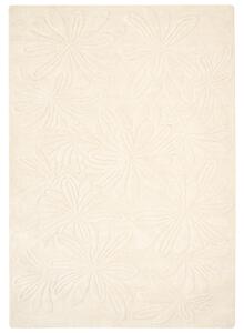 Koberec svetlobéžový vlnený obdĺžnikový tvar kvetovaný vzor 160 x 230 cm moderný štýl obývacia izba
