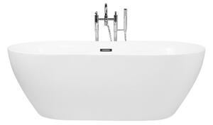 Voľne stojaca vaňa biela sanitárny akrylát 150 x 75 cm oválna voľne stojaca moderný štýl