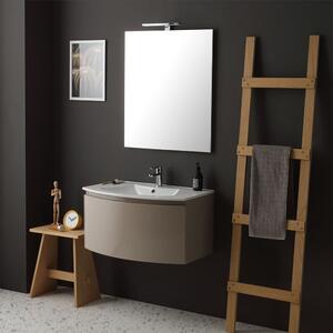 Kúpeľňová Skrinka Závesná S Umývadlom A Obdĺžnikovým Zrkadlom Sivá Lesklá | Riva