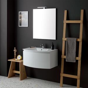 Kúpeľňová Skrinka Závesná S Umývadlom A Obdĺžnikovým Zrkadlom Sivá Lesklá | Riva