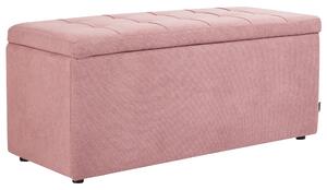 Taburet ružový 100 x 42 x 40 cm polyester čalúnená taburetka úložný priestor obývacia izba moderný štýl