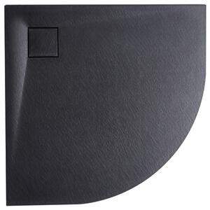 Sprchová vanička s odtokom čierna SMC 90 x 90 x 3 cm trojuholníkový tvar efekt prírodného kameňa minimalistický štýl kúpeľňa
