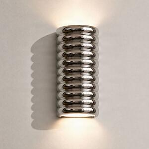 Lucande LED nástenné svetlo Riff, strieborná, keramika, výška 25 cm, Chrómová / strieborná, Chodba, Keramický, Dizajn, Nástenné svietidlo