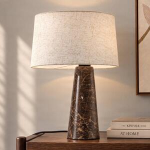Lucande Stolová lampa Peyton, hnedá mramorovaná/béžová, 48 cm, Hnedá / hrdzavá, Obývacia izba / jedáleň, Kameň, Dizajn, Stojacie svietidlo