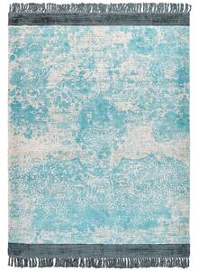 Koberec modrá a béžová viskóza a bavlna 160 x 230 cm so vzorom a strapcami vintage dizajn