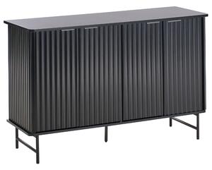 Komoda so 4 dvierkami čierna MDF minimalistický dizajn moderný úložný nábytok obývacia izba spálňa