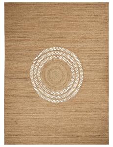 Koberec béžový jutový 300 x 400 cm pletený ručne vyrobený s vyrezávaným vzorom prírodný boho štýl textil
