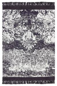 Koberec fialová a biela viskóza a bavlna 160 x 230 cm so vzorom a strapcami vintage dizajn