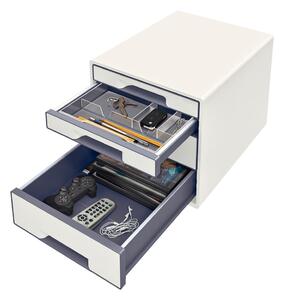 Bielo-sivý zásuvkový box Leitz WOW CUBE, 4 zásuvky