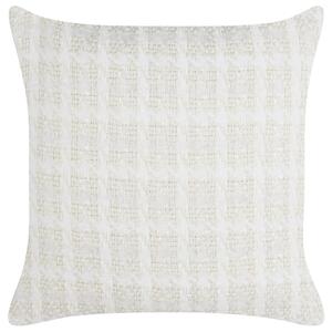 Dekoratívny vankúš béžová tkanina 45 x 45 cm károvaný vzor obliečky textil doplnky