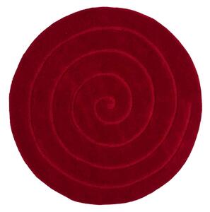 Rubínovočervený vlnený koberec Think Rugs Spiral, ⌀ 140 cm