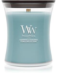 Woodwick Cedarwood & Ocean Moss vonná sviečka s dreveným knotom 275 g