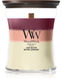 Woodwick Trilogy Lush Nectar vonná sviečka s dreveným knotom 275 g