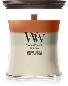 Woodwick Trilogy Vanilla Embers vonná sviečka s dreveným knotom 275 g