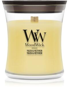 Woodwick Yuzu & Vetiver vonná sviečka s dreveným knotom 275 g