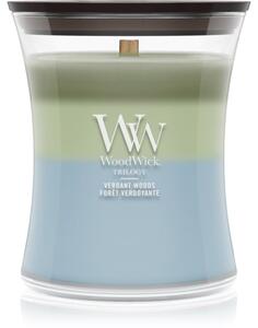 Woodwick Trilogy Verdant Woods vonná sviečka s dreveným knotom 275 g