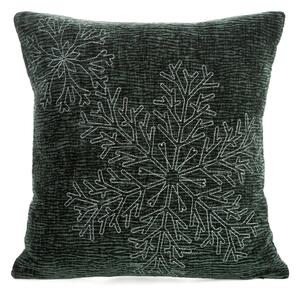 VIANOČNÁ DEKORAČNÁ OBLIEČKA NA VANKÚŠ SNOWY 45X45 CM TMAVOZELENÁ