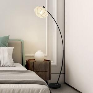 Stojacia lampa Radiant, čierna/biela, výška 156 cm, kov/látka, Čierna, Obývacia izba / jedáleň, kov, Stojaca lampa