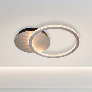 Stropné LED svetlo Specs, krémová farba, dĺžka 45 cm, železo/akryl, Krémová / jantárovo žltá, Obývacia izba / jedáleň, kov, Moderný, Stropné svetlo polkruhové s priestorom