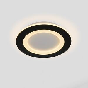 Stropné LED svetlo Ringo, Ø 25 cm, čierno-biele, železo/akryl,, Čierna, Obývacia izba / jedáleň, kov, Moderný, Závesné svietidlo