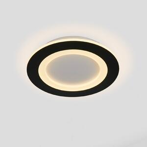 Stropné LED svetlo Ringo, Ø 39 cm, čierno-biele, železo/akryl,, Čierna, Obývacia izba / jedáleň, kov, Moderný, Závesné svietidlo
