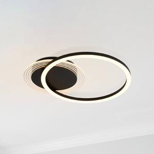 Stropné LED svetlo Contour, čierna matná, dĺžka 40 cm, železo/akryl, Čierna, Obývacia izba / jedáleň, kov, Moderný, Stropné svetlo polkruhové s priestorom