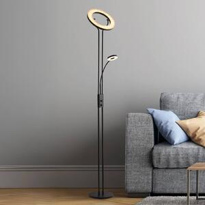 LED stojacia lampa Mother & Child, čierne, na citanie, stmievateľná, Čierna, Obývacia izba / jedáleň, kov, Moderný, Zemné bodové svetlo