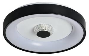 Stropné LED svetlo Polka, čierno-biele, Ø 38 cm, železo/akryl, Čierna, Obývacia izba / jedáleň, kov, Moderný, Stropné svetlo polkruhové s priestorom