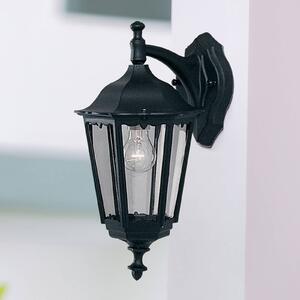 Searchlight Vonkajšie nástenné svietidlo Alex, výška 44 cm, čierna/číra, kov/sklo, Čierna, Hliník, Starožitný, Nástenné svietidlo