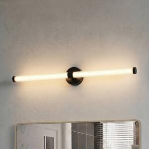 Lucande LED nástenné svetlo Melisa, čierne, 90 cm, IP44, Čierna, Kúpeľňa, Sklo, Moderný, Nástenné svetlá