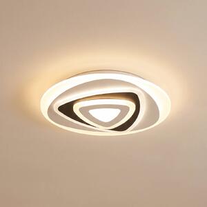 Lindby LED stropné svietidlo Rebeka, Ø 50 cm, diaľkové ovládanie, Biela / opálová, Obývacia izba / jedáleň, Plast, Moderný, Závesné svietidlo