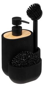 Dávkovač mydla Blackwood, čierna/s drevenými prvkami, 500ml