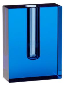 Modrá sklenená váza Hübsch Sena, výška 12 cm