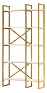 Biely/zlatý regál 87,5x175 cm Monica - Kalune Design