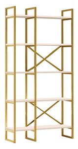 Biely/zlatý regál 87,5x175 cm Monica - Kalune Design