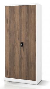 Kovová kancelárska skriňa na dokumenty biela / orech, 900x1950x400 mm: JAN H Eco Design