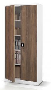 Kovová kancelárska skriňa na dokumenty biela / orech, 900x1950x400 mm: JAN H Eco Design