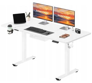 Výškovo nastaviteľný stôl QE1W-1660-EUV1, rozmer 160 x 60 cm, biela farba