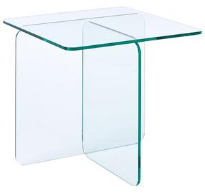 Odkladací stolík priehľadný sklenený 46 x 50 cm abstraktný minimalistický štýl obývacia izba