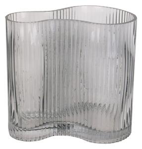 Sivá sklenená váza PT LIVING Wave, výška 18 cm