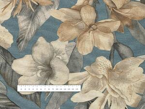Biante Dekoračný behúň na stôl Porto PRT-005 Kvety a listy na tmavo modrom 20x120 cm