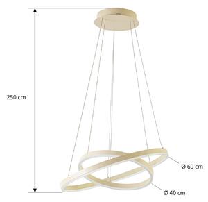 Arcchio LED závesné svietidlo Albiona, béžové, 2 krúžky, Ø 60 cm, Krémová / jantárovo žltá, Kuchyňa, kov, Moderný, Závesné svietidlo