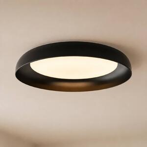Lindby Stropné LED svetlo Florie, čierne, kovové, Ø 40 cm, Čierna, Obývacia izba / jedáleň, Plast, Moderný, Závesné svietidlo